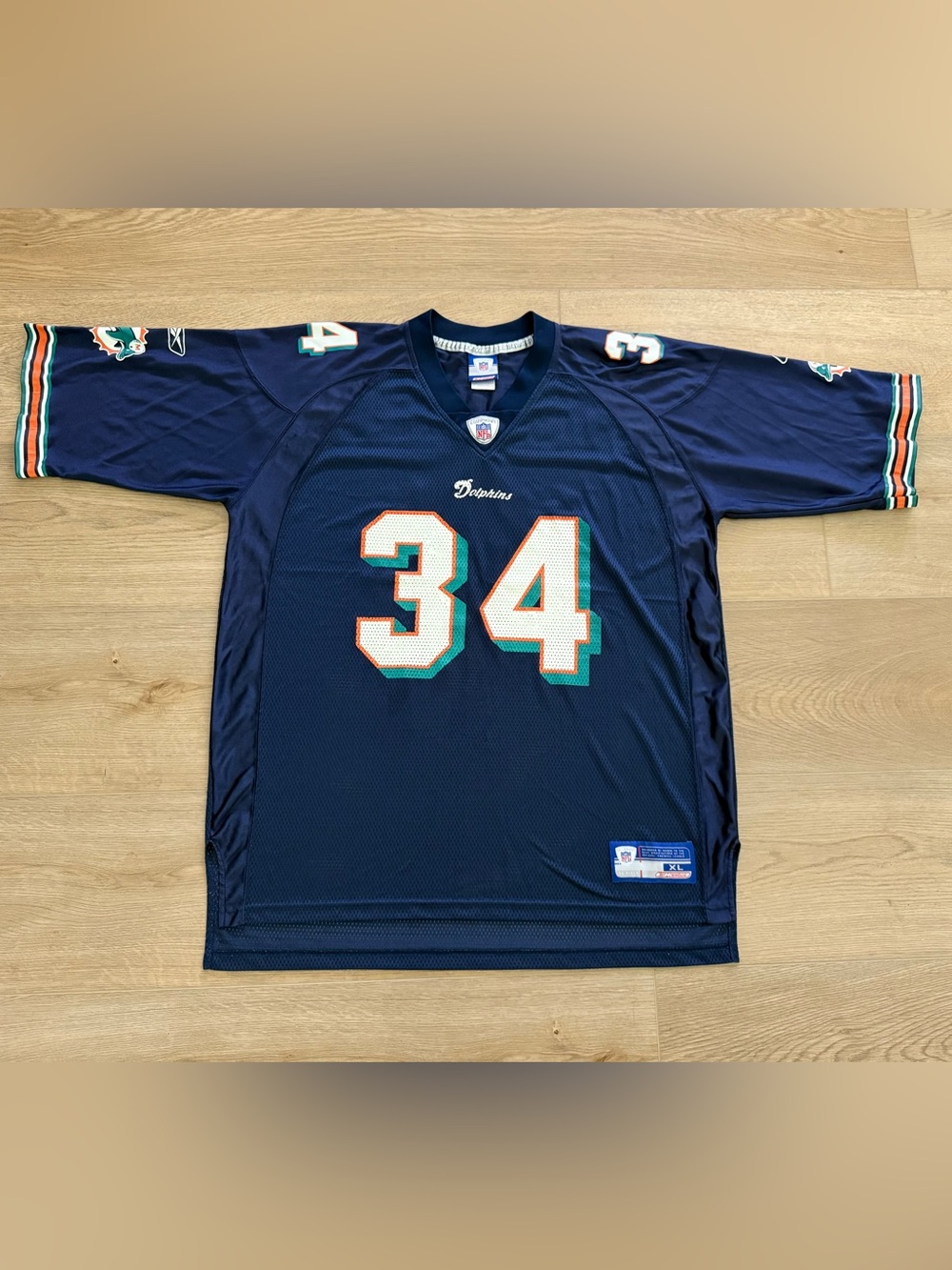 Vintage Reebok Miami Dolphins Ricky Williams #34 Jersey XL Y2K Navy